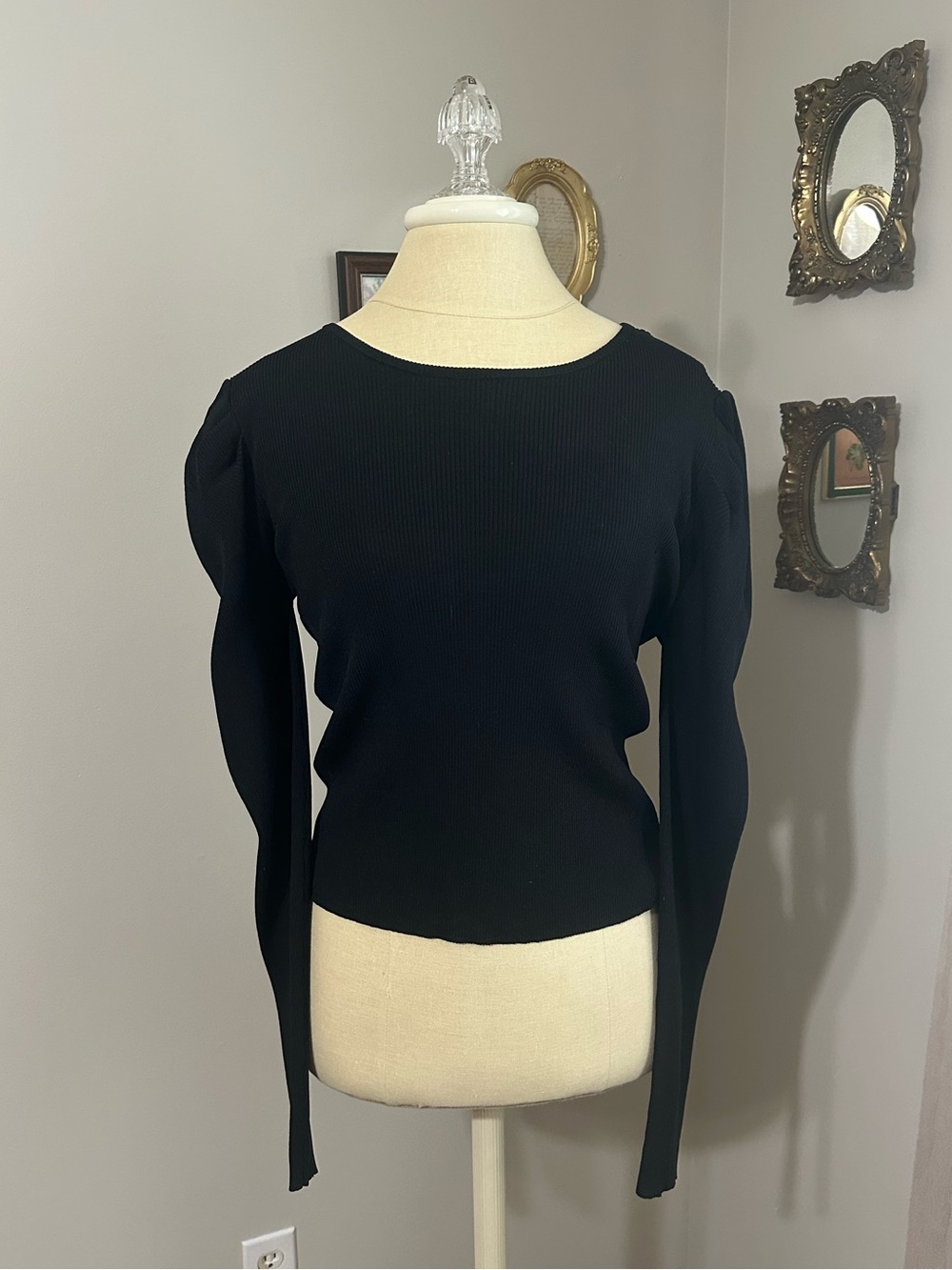 Fate Black Long Sleeve Ribbed Top with Back Cutout